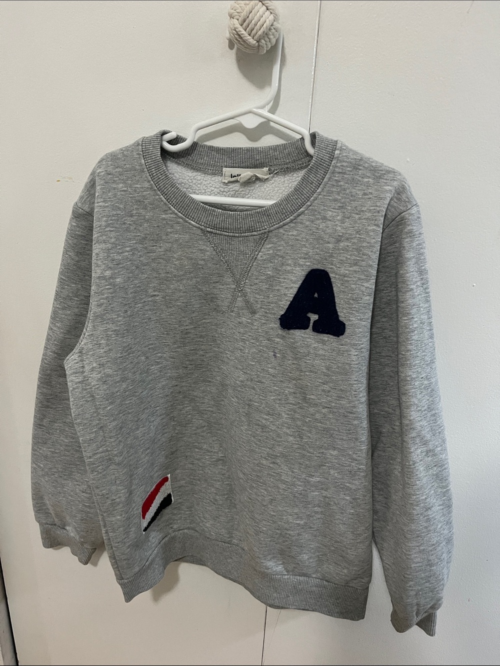 Kids Grey Letter A Crewneck Sweatshirt